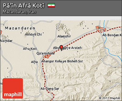 Shaded Relief 3D Map of Pā'īn Afrā Kotī