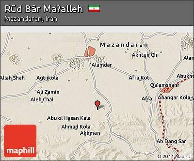 Shaded Relief 3D Map of Rūd Bār Maḩalleh