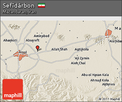Shaded Relief 3D Map of Sefīdārbon