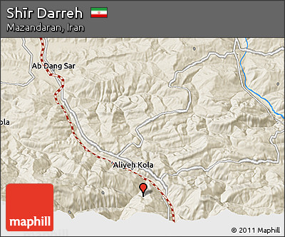 Shaded Relief 3D Map of Shīr Darreh