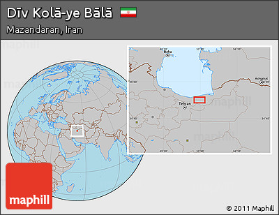 Gray Location Map of Dīv Kolā-ye Bālā