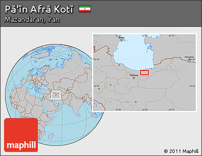 Gray Location Map of Pā'īn Afrā Kotī