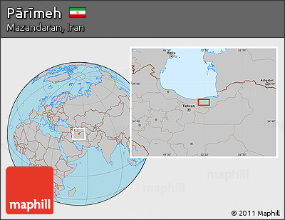 Gray Location Map of Pārīmeh