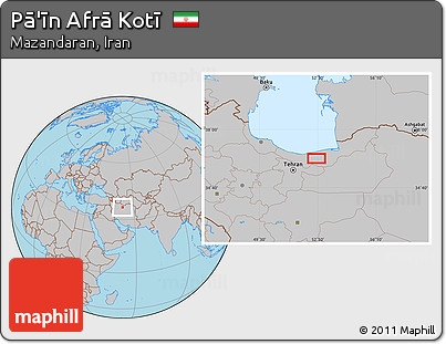 Gray Location Map of Pā'īn Afrā Kotī