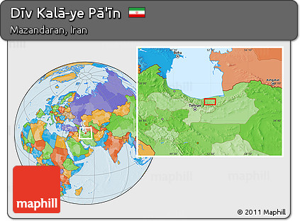 Political Location Map of Dīv Kalā-ye Pā'īn