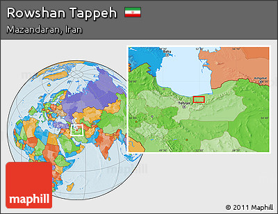 Political Location Map of Rowshan Tappeh