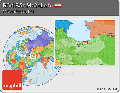 Political Location Map of Rūd Bār Maḩalleh