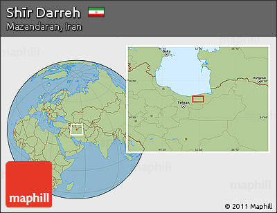 Savanna Style Location Map of Shīr Darreh