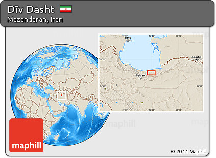 Shaded Relief Location Map of Dīv Dasht