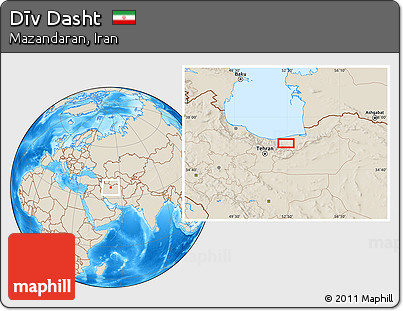 Shaded Relief Location Map of Dīv Dasht