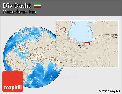 Shaded Relief Location Map of Dīv Dasht