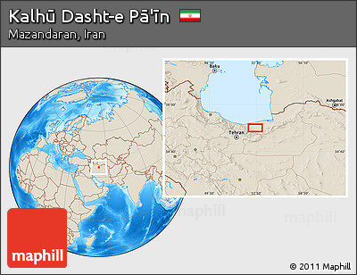 Shaded Relief Location Map of Kalhū Dasht-e Pā'īn