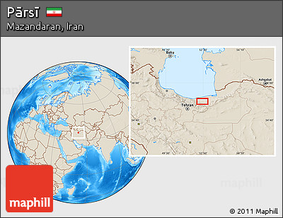 Shaded Relief Location Map of Pārsī