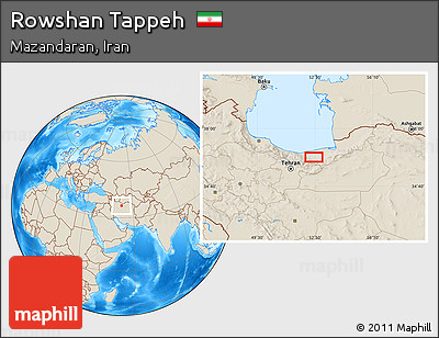 Shaded Relief Location Map of Rowshan Tappeh