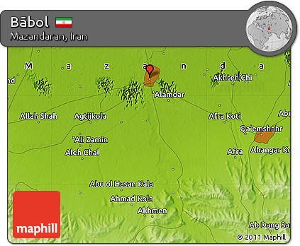 Physical Map of Bābol