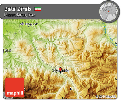 Physical Map of Bālā Zīrāb