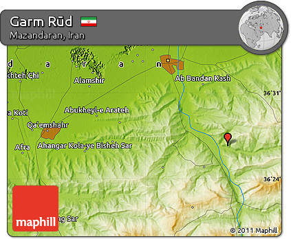 Physical Map of Garm Rūd