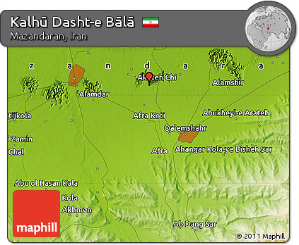 Physical Map of Kalhū Dasht-e Bālā