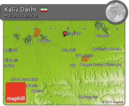 Physical Map of Kalīv Dasht