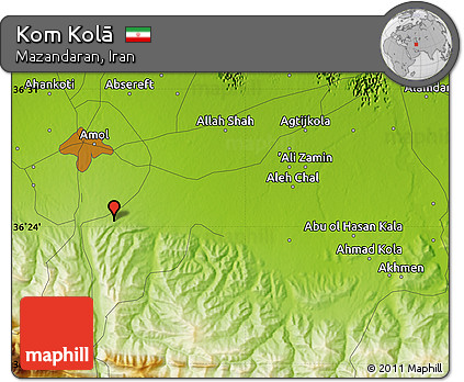 Physical Map of Kom Kolā