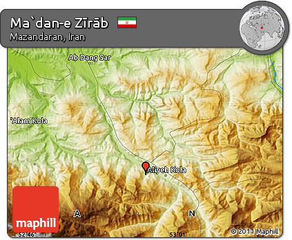 Physical Map of Ma`dan-e Zīrāb