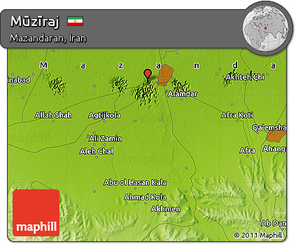 Physical Map of Mūzīraj