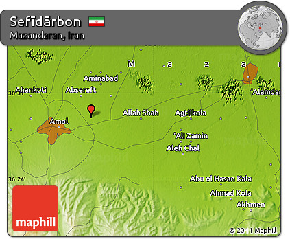 Physical Map of Sefīdārbon