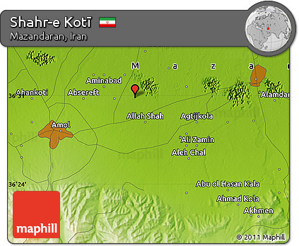 Physical Map of Shahr-e Kotī