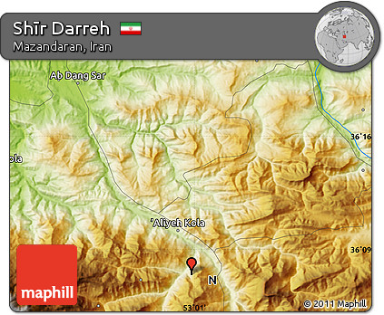 Physical Map of Shīr Darreh
