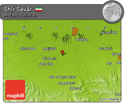 Physical Map of Shīr Savār