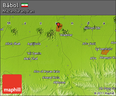 Physical Map of Bābol