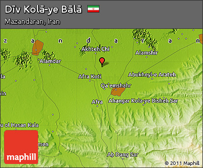 Physical Map of Dīv Kolā-ye Bālā