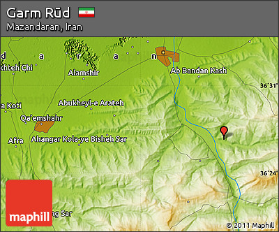 Physical Map of Garm Rūd