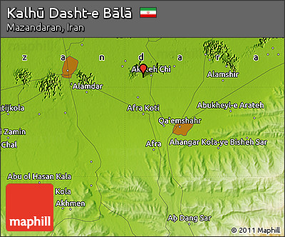 Physical Map of Kalhū Dasht-e Bālā