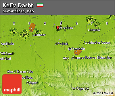 Physical Map of Kalīv Dasht