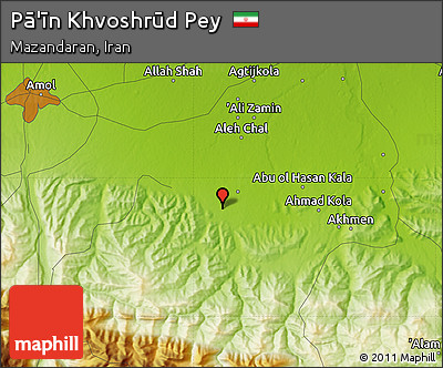 Physical Map of Pā'īn Khvoshrūd Pey