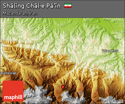 Physical Map of Shālīng Chāl-e Pā'īn