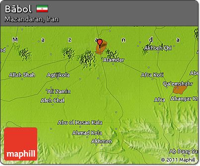 Physical Map of Bābol