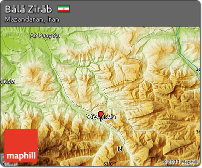 Physical Map of Bālā Zīrāb