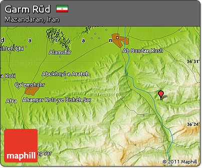 Physical Map of Garm Rūd