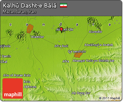 Physical Map of Kalhū Dasht-e Bālā