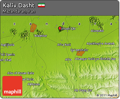Physical Map of Kalīv Dasht