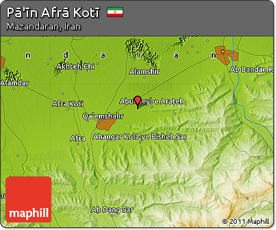 Physical Map of Pā'īn Afrā Kotī
