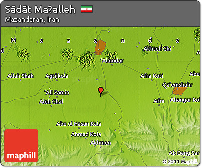 Physical Map of Sādāt Maḩalleh