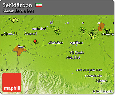 Physical Map of Sefīdārbon