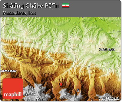Physical Map of Shālīng Chāl-e Pā'īn