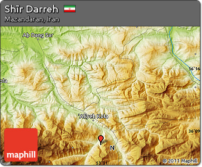 Physical Map of Shīr Darreh