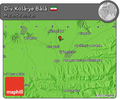 Political Map of Dīv Kolā-ye Bālā