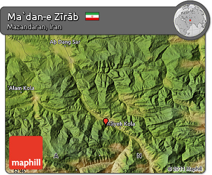 Satellite Map of Ma`dan-e Zīrāb