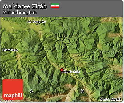 Satellite Map of Ma`dan-e Zīrāb